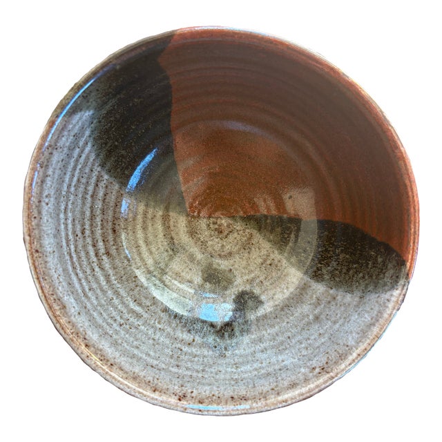 1970s Signed Ann Campbell Studio Pottery Serving Bowl – 8.5-9” Handmade Stoneware For Sale