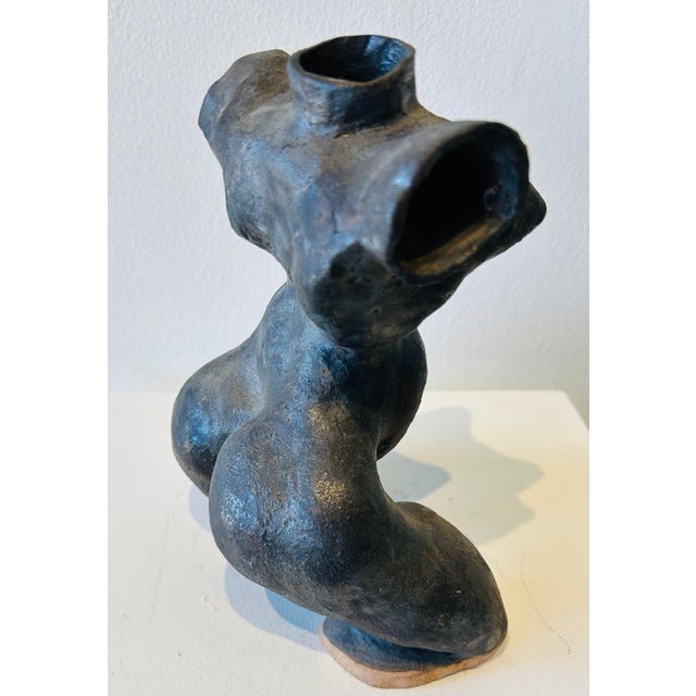 1990s Figural Sculpture Harriet Perry Bust and Torso Black Metallic Glaze For Sale In Chicago - Image 6 of 6
