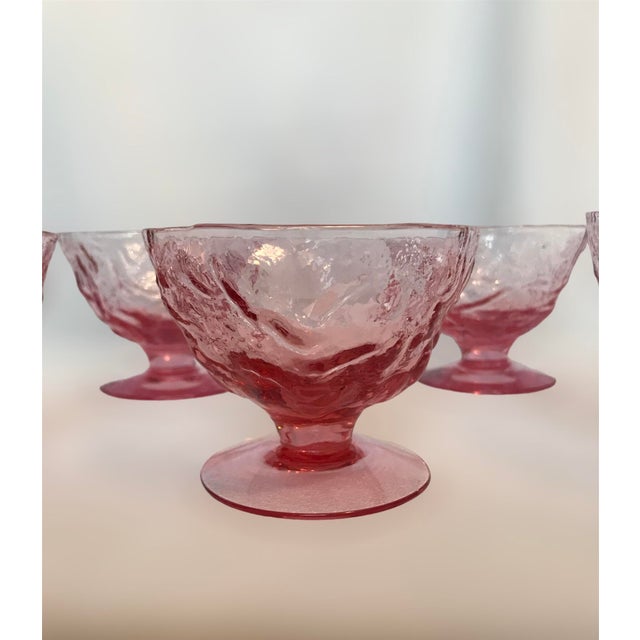 MidCentury Modern Pink Heather Seneca Crinkle Glassware Set