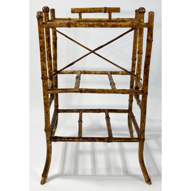 Brown Antique Scorched Bamboo Magazine Rack For Sale - Image 8 of 11