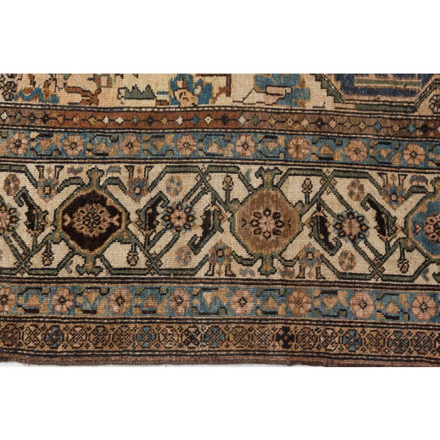 Early 20th Century Persian Bakhtiari Handmade Wool Rug in Blue, Red, Camel For Sale In New York - Image 6 of 8