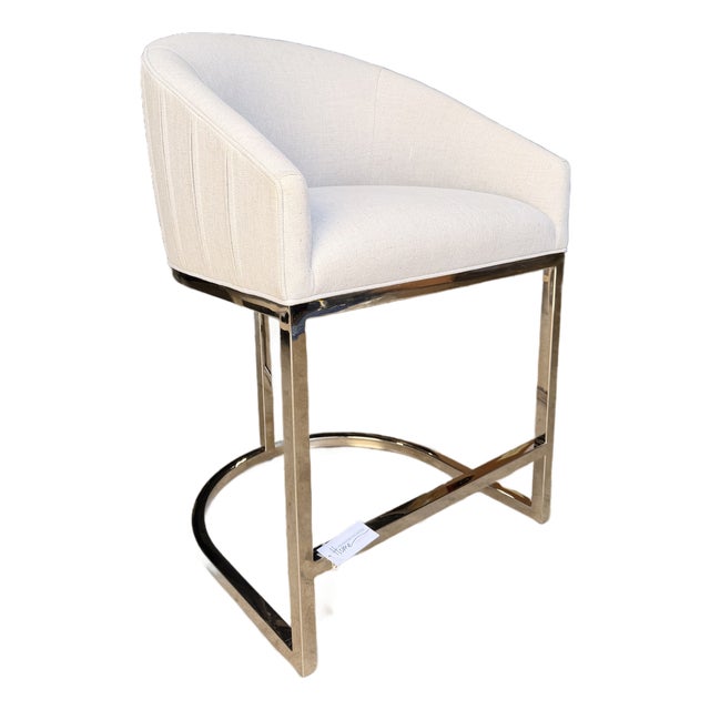 Vanguard Furniture Light Blue and Silver Framed Counter Stool For Sale