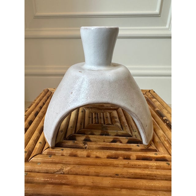 Vintage Handcrafted Signed Atomic Glazed Terracotta Candleholders - A Pair For Sale - Image 12 of 18