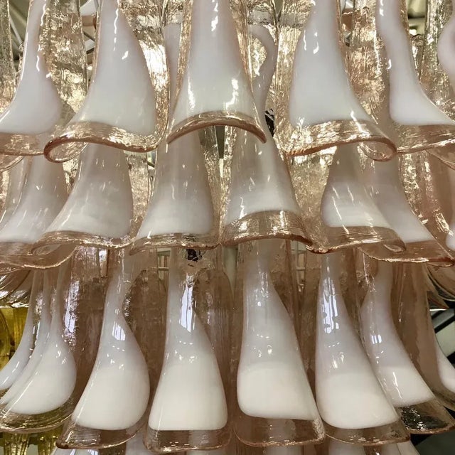 Mid-Century Modern Mazzega Murano Chandelier in Light Pink, 2000 For Sale - Image 3 of 10