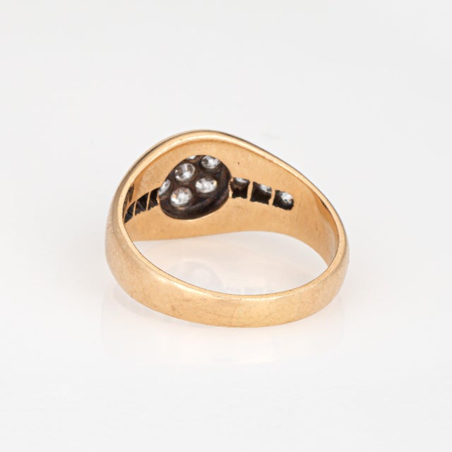 1930s Vintage Art Deco Diamond Signet Ring Cluster Sz 8 14k Yellow Gold Jewelry For Sale In Los Angeles - Image 6 of 6