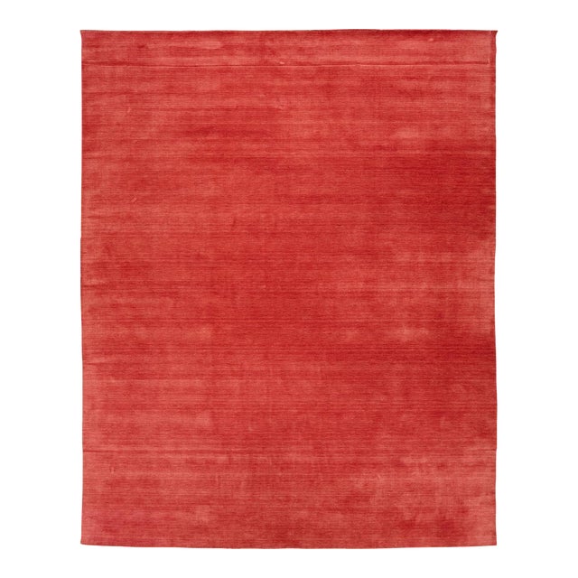 Apadana's Modern Gabbeh Hand-Loom Wool Area Rug in Crimson Red For Sale