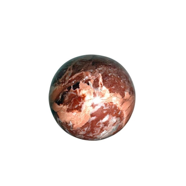 Pink/Red Marble Sphere Brass on Dragon Stand For Sale - Image 9 of 11