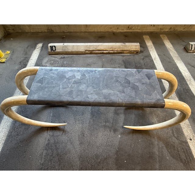 Maitland Smith Faux Tusk and Sting Ray Console Table sold as found previously owned showing nromal signs of use...