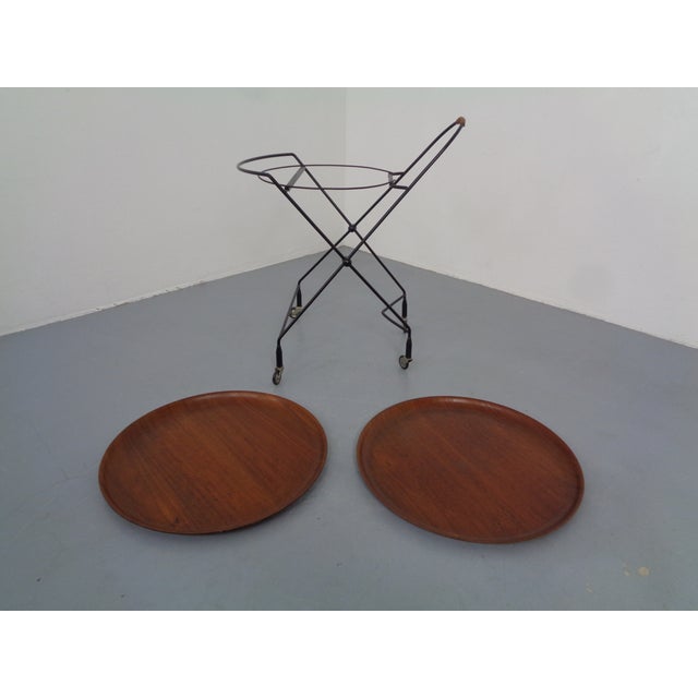 Mid-Century Teak and Metal Serving Bar Cart by Paul Nagel for Jie Gantofta, Sweden, 1960s For Sale - Image 11 of 18