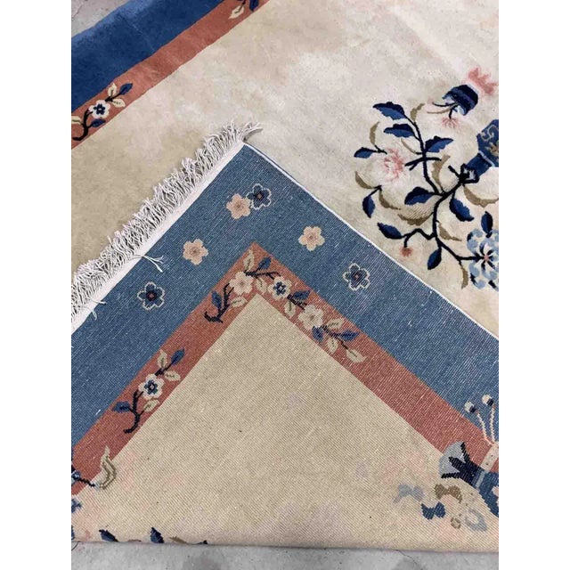 Beige 1930s Vintage Handmade Art Deco Chinese Rug For Sale - Image 8 of 9