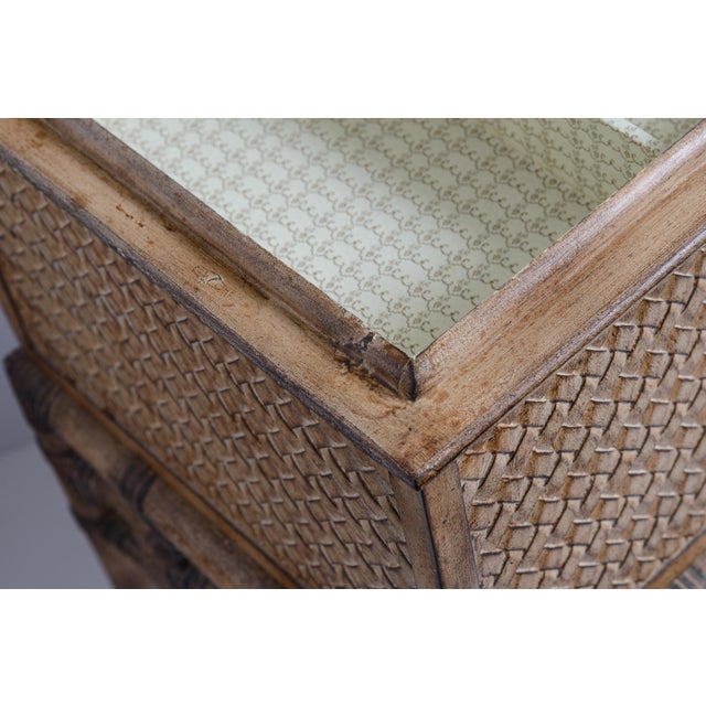 Vintage Faux Bamboo Trunk on Stand With Compartment For Sale - Image 14 of 17