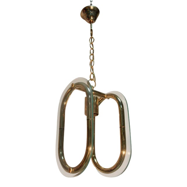 Vintage Italian Gilded Metal Ceiling Light For Sale