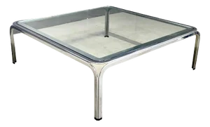 Chromed Metal Coffee Table with Glass Top, 1970s
