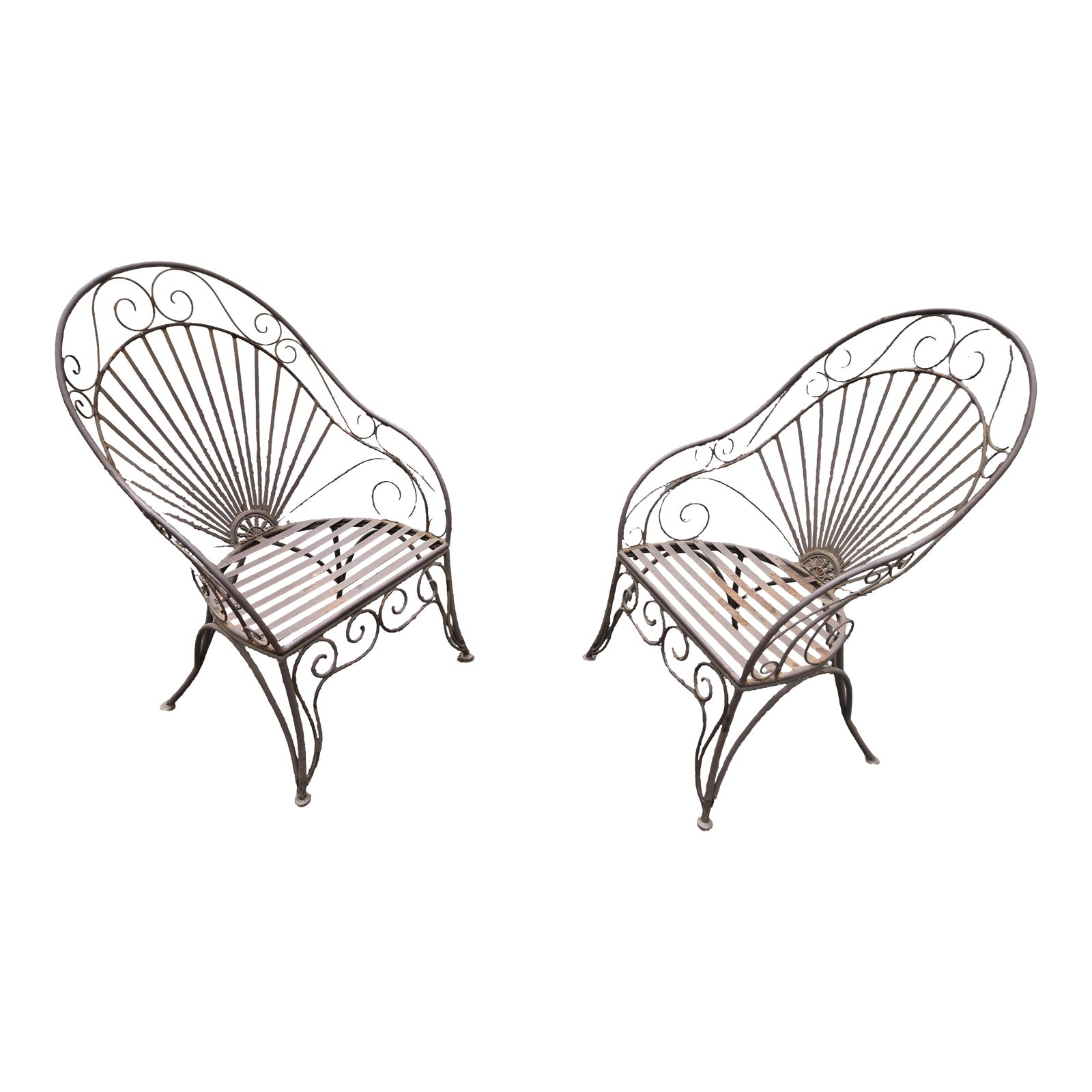 Vintage Wrought Iron Outdoor Patio Chairs, Salterini Style - Set of 2 ...