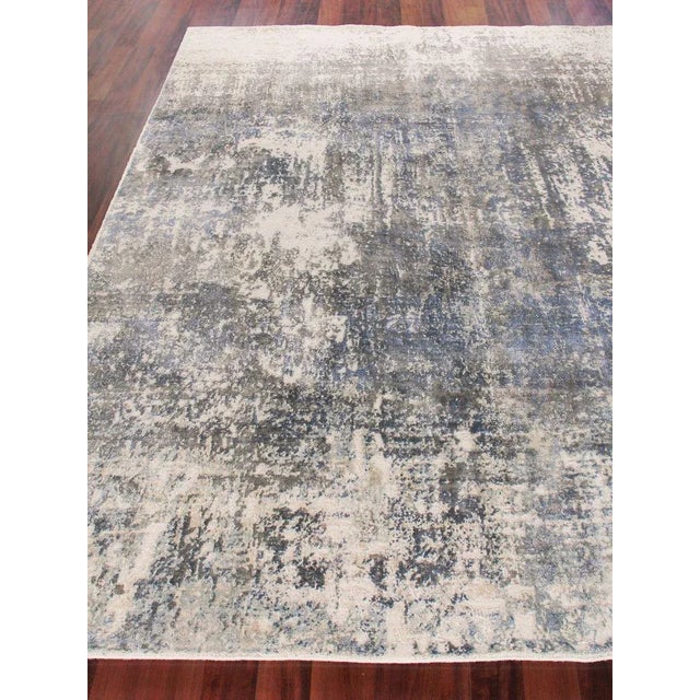 Revin Hand loom Bamboo/Silk Blue/Multi Rug-9'x12" For Sale In Los Angeles - Image 6 of 6