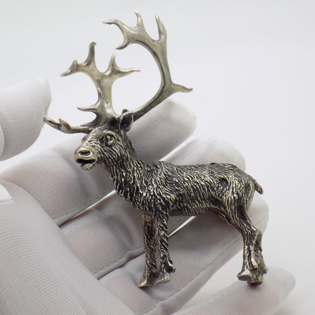 A powerful and sculptural piece, this vintage Italian stag figurine stands out for its presence, scale, and naturalistic...