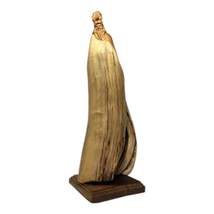 Vintage Chinese Cypress Wood Hand Carved Irregular Shape Wise Man Statue