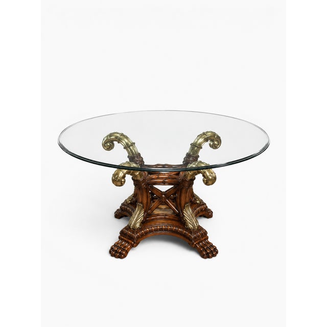 1990s 1990s Attributed Century Furniture Rattan, Wood and Glass Dining Table For Sale - Image 5 of 13