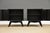 A pair of mid century modern walnut single door nightstands ebonized in black lacquer. Circa 1960’s. Made in USA....