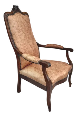 French Voltaire Chair in Walnut and Leather, 1900s