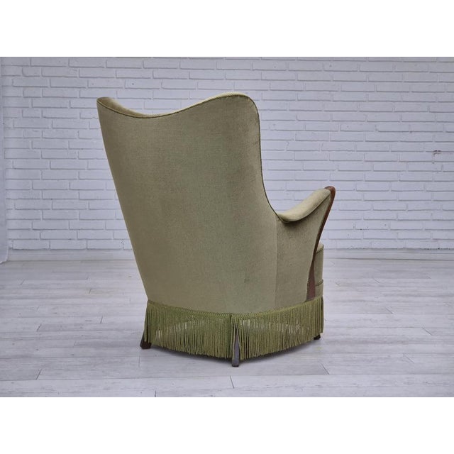 Brown Scandinavian Armchair in Velour with Beech Wood Legs, 1960s For Sale - Image 8 of 18