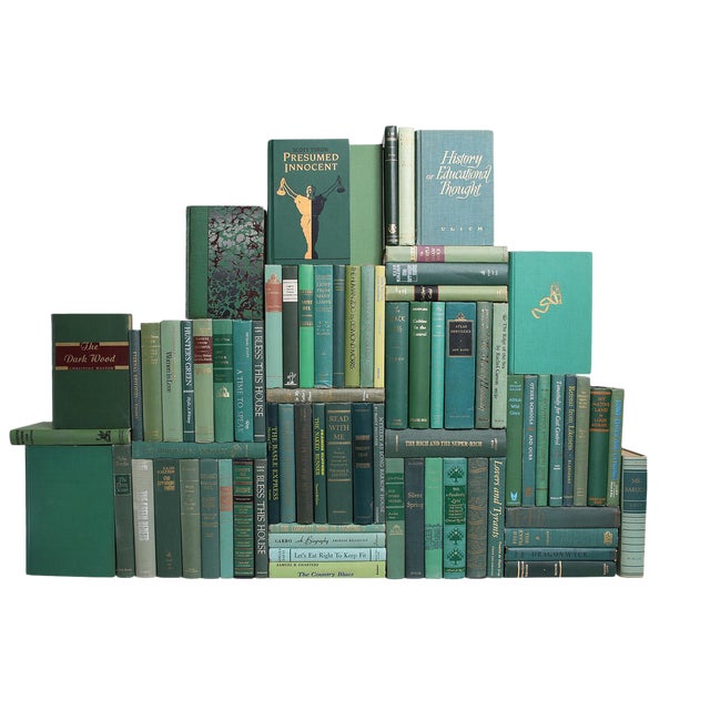 Midcentury Boxwood Book Wall Set Of Seventy Five Decorative