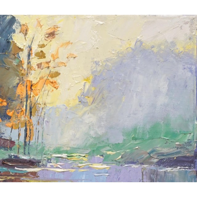 Original oil landscape by Sean Wu, An autumn morning by the lake