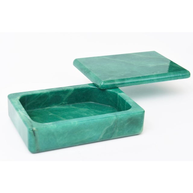 Stone Vintage Italian Alabaster Swivel Box Emerald Green For Sale - Image 7 of 11