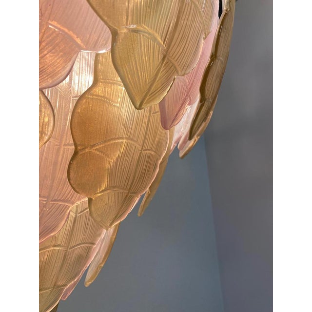 Italian Art Deco Gold and Pink Chandelier in Murano Glass, 2000s For Sale - Image 13 of 17
