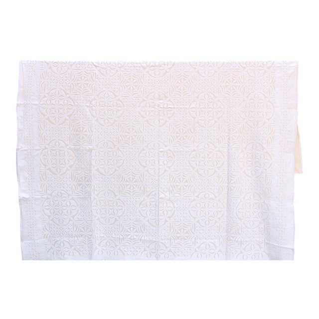 Peony Circle Cotton Applique Bedcover For Sale