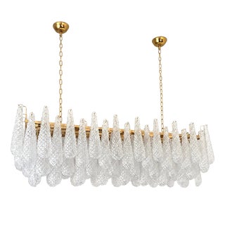 Rectangular Gold and Clear Murano Glass Chandelier by Simoeng For Sale