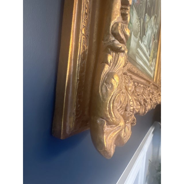 Textile Old World Painting of Friends Gathering For Sale - Image 7 of 9