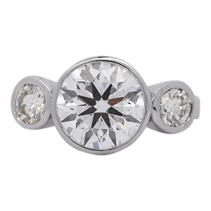 Igi Certified 3.17 Carat 3 Stone Lab Grown Diamond Bezel Engagement Ring Size 6.75