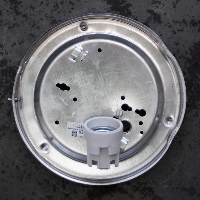 Metal Mid-Century Round Clear Glass Sconce For Sale - Image 7 of 8