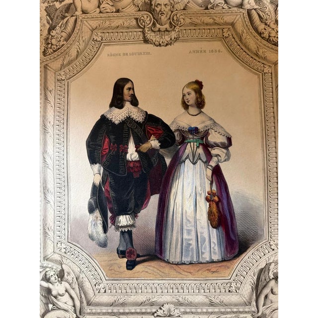 Louis XIII & Anne of Austria French Court Costume, 1847, Lithograph For Sale - Image 6 of 10
