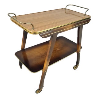 Mid-Century Bar Trolley in Wood and Brass, 1960s For Sale