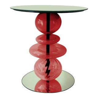 Abacus Glass Accent Table by the Drawing Room Atl in Venetian Red - Size: Standard - Modern Side Table in Colorful Red Glass For Sale