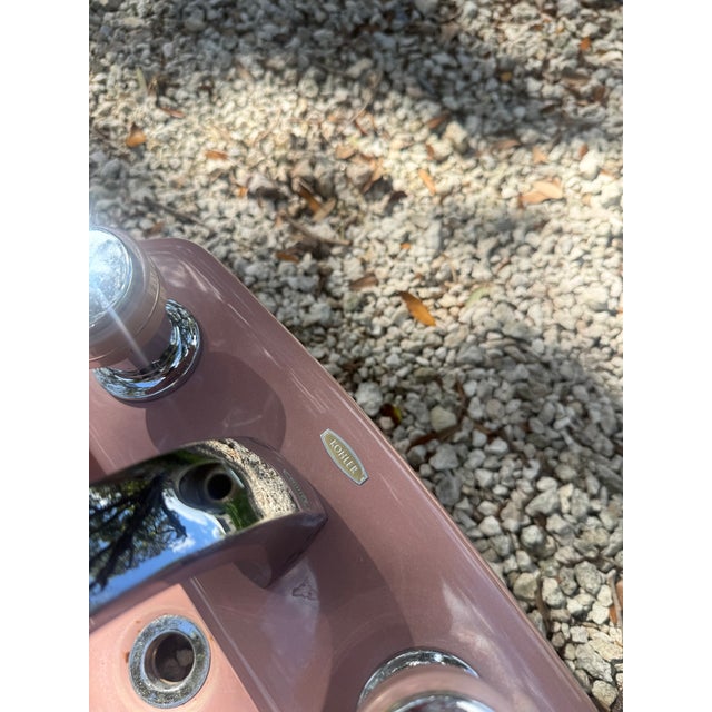 Vintage Kohler K-2930 Hexsign Hexagon Sink in Wild Rose Pink With Original Faucets For Sale - Image 10 of 14