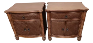 1980s Nightstand Pelican Ridge Style One Drawer and 2 Doors Set of 2