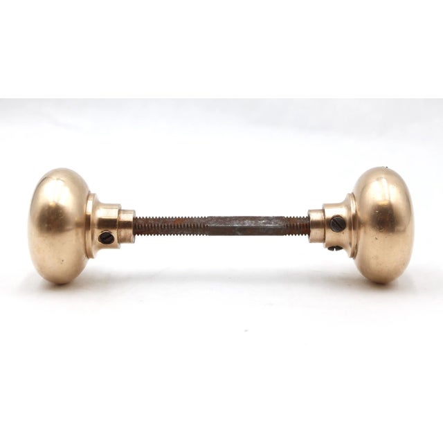 Mid 20th Century Vintage Polished Brass Passage Door Knob Set - 4 Pieces For Sale - Image 5 of 10