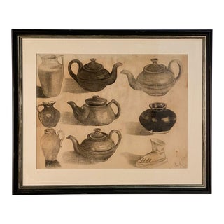 Drawing of Antique Relics and Pottery by Paul Gellers, Circa 1920. For Sale
