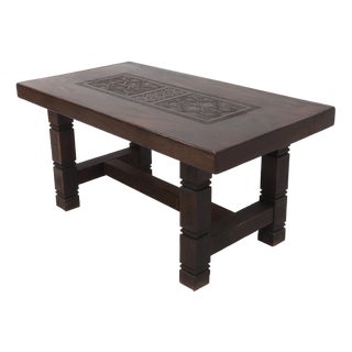 Vintage Asian Handcarved Tropical Wooden Dining Table, 1920s For Sale