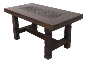 Vintage Asian Handcarved Tropical Wooden Dining Table, 1920s