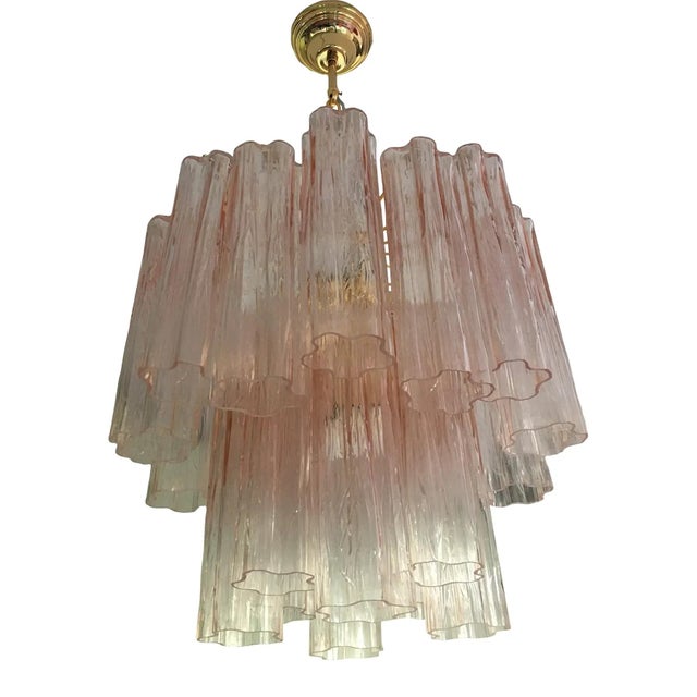 Venini-Style Pink Murano Glass Tronchi Chandelier by Simoeng For Sale - Image 7 of 7