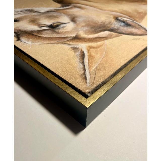 Realism 1980 Original Oil on Canvas Painting Mountain Lion by American Artist Della Mazy For Sale - Image 3 of 7