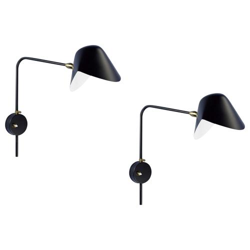Modern Black Anthony Wall Lamps by Serge Mouille, Set of 2 For Sale - Image 10 of 10