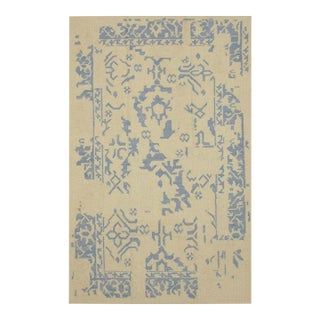 8x10 Ivory Flat Weave Wool Fragmented Border Geometric Modern Carpet Rug For Sale