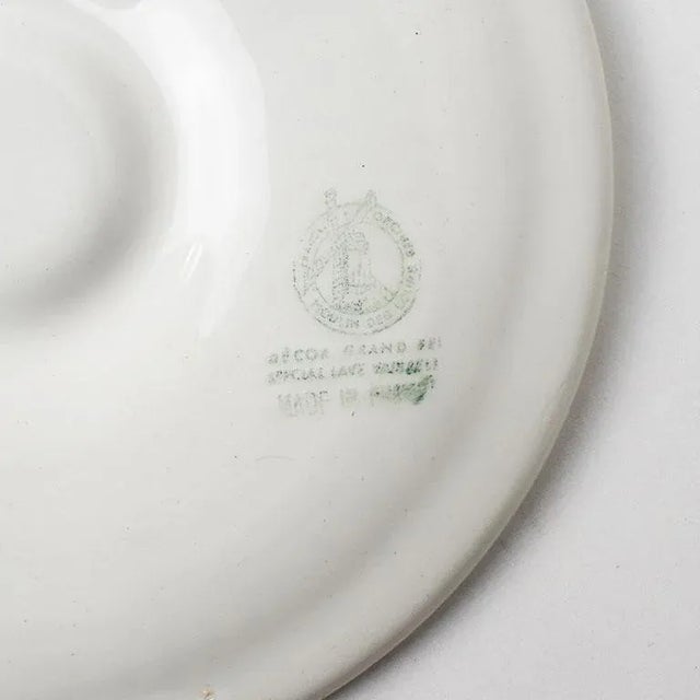 Mid 20th Century Set of 6 French Moulin Des Loups Orchies Green Oyster Shell Dinner Platters or Plates by Orchies For Sale - Image 5 of 7