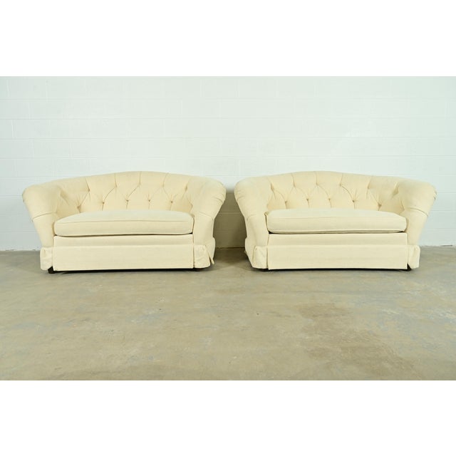 Baker Furniture Mid-Century Hollywood Regency Tufted Sofas or Loveseats, Pair For Sale - Image 13 of 13