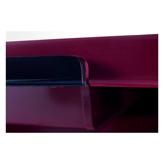 Four-drawer purple hairdresser with antiques circa 1970 restored professionally.